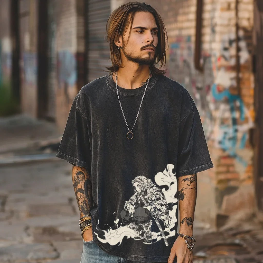 MS™ Flame Pillar Oversized Y2K Graphic Tee